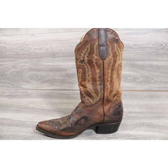 JB Dillon Mens Genuine Brown Goat Leather Western Boots JBM2213 Size 11D - Picture 5 of 10